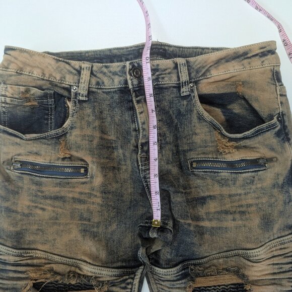 CJ Black Premium Size 34/32 Distressed Brown/Blue Skinny Flex - Picture 9 of 16